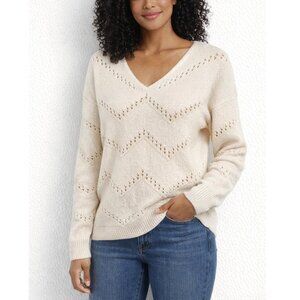 Winter Holiday Cream V-Neck Women's Sweater